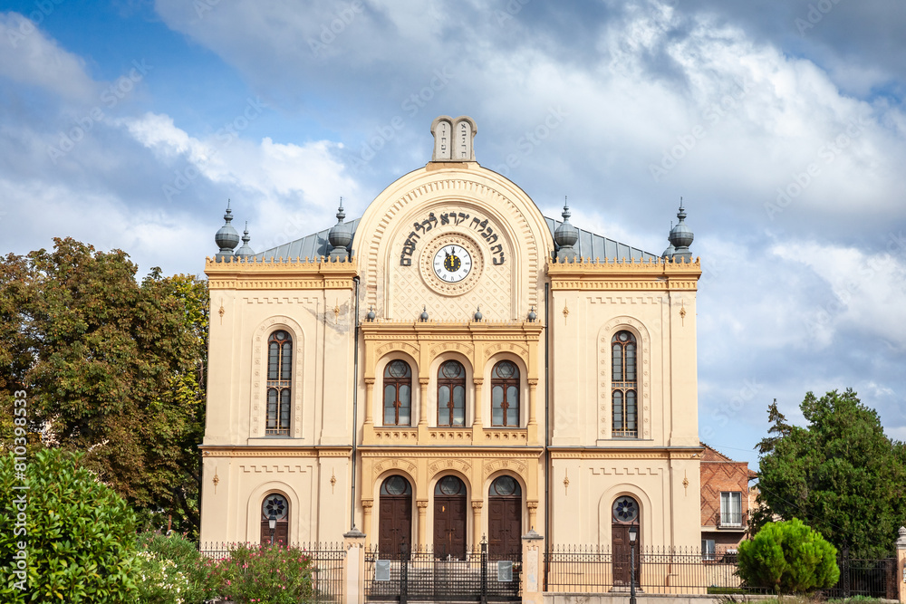 Panorama of the Pecs Synagogue in the center of Pecs with the mention 