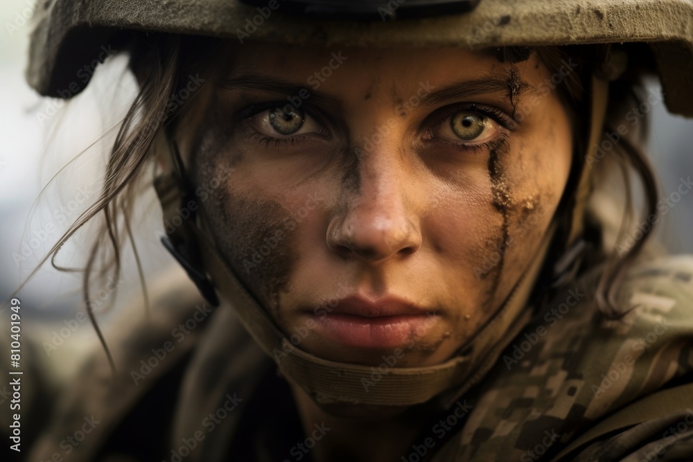 Intense gaze of a determined soldier Intense gaze of a determined soldier