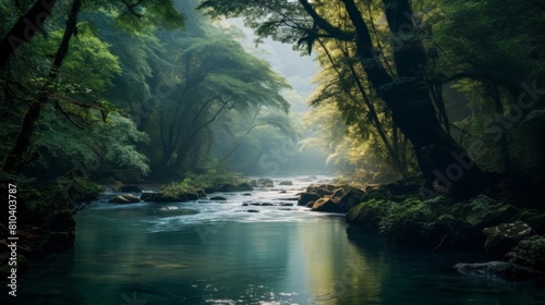 Wallpaper Mural Serene forest stream with lush greenery Torontodigital.ca