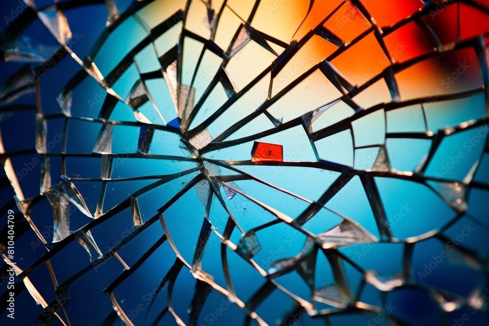 Shattered glass with vibrant colors