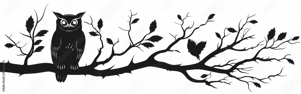 Silhouette of Forest Owl - Wildlife Vector Illustration