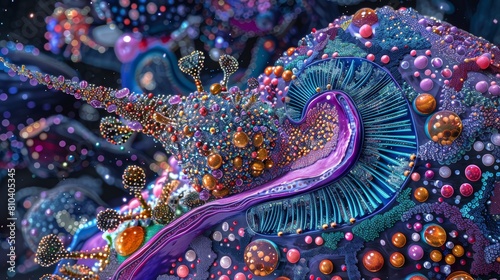 Vibrant, high-resolution illustration of a human liver, showcasing microscopic structures like sinusoids and bile canaliculi, cutaway view photo