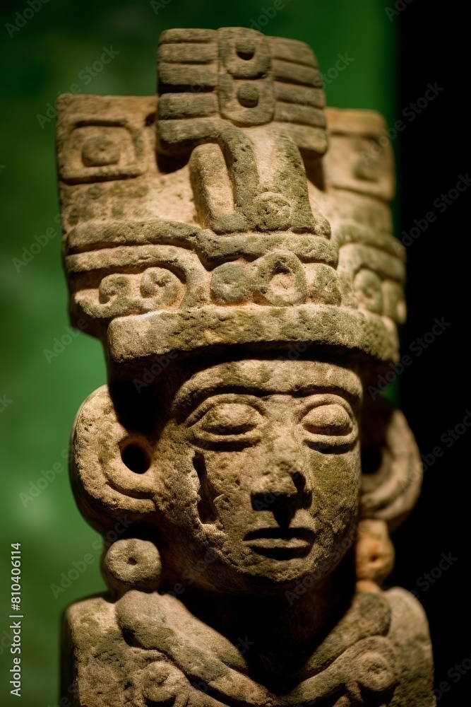 ancient carved stone figure with intricate details