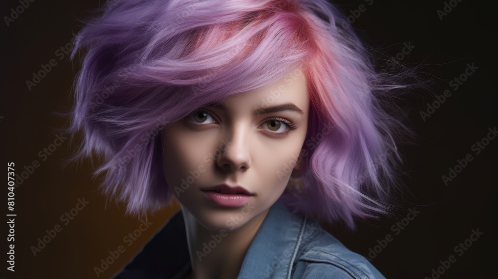 Stylish woman with vibrant pink hair Stylish woman with vibrant pink hair