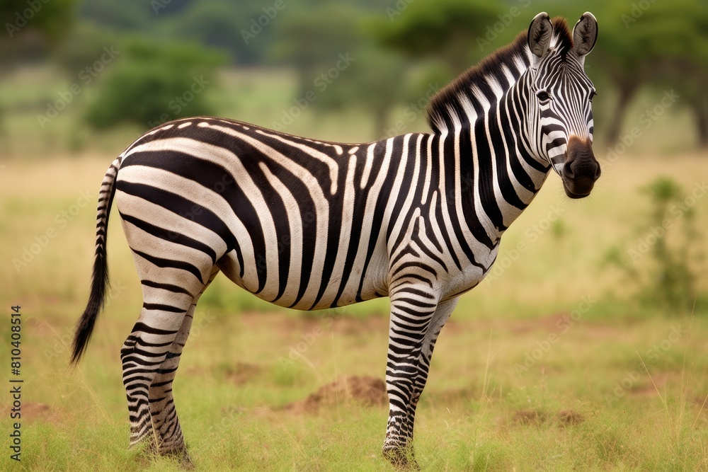 Zebra standing in grassy field Zebra standing in grassy field