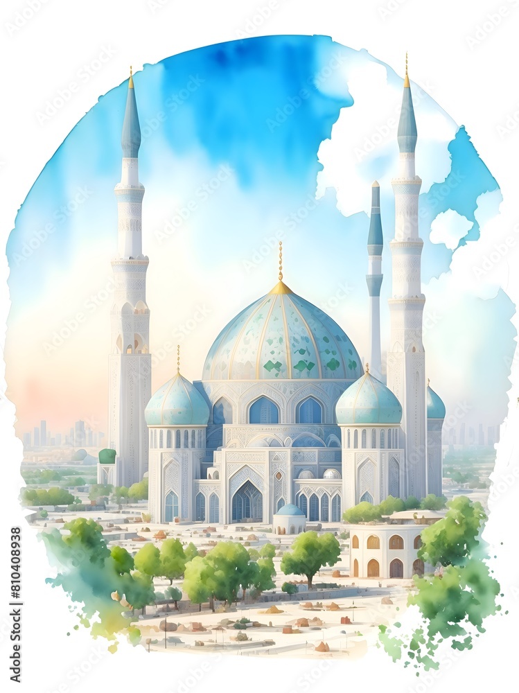 Obraz premium Country Landscape Watercolor Illustration Art