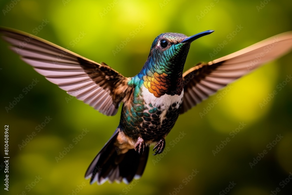 Fototapeta premium Colorful hummingbird with wings spread