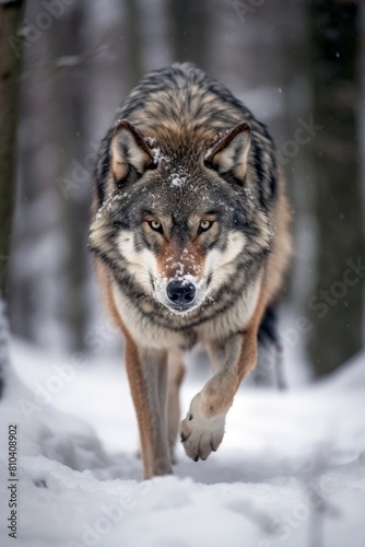 Fierce wolf in the snowy wilderness