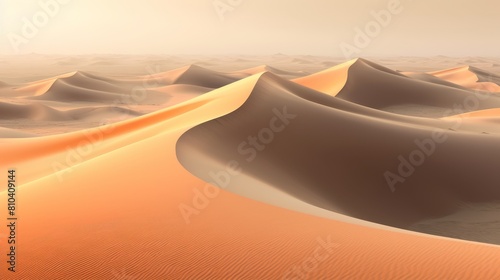 Vast desert landscape with rolling sand dunes