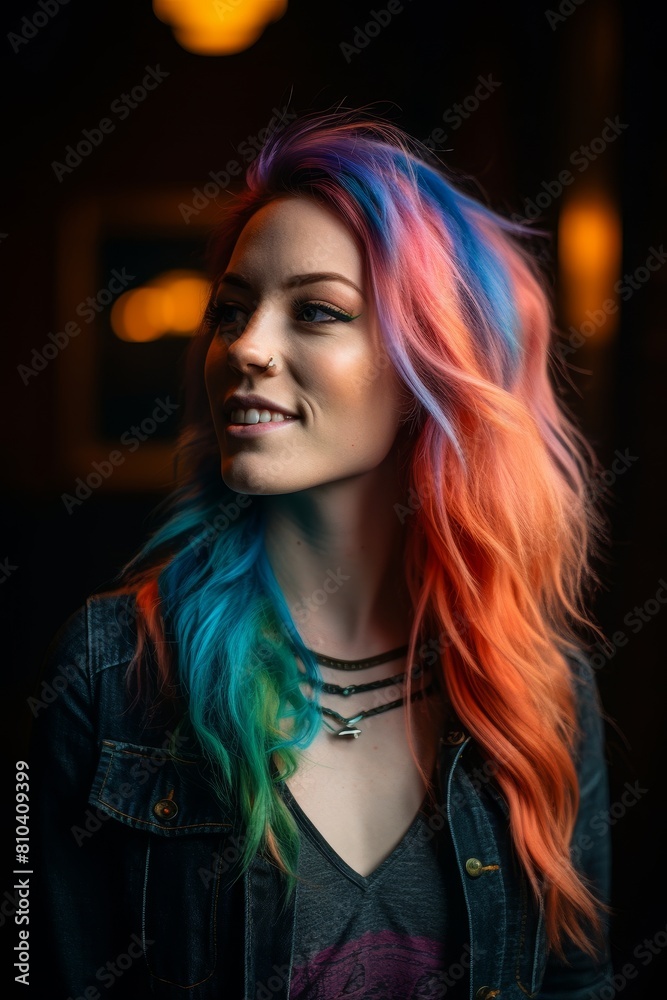Vibrant hair colors and confident expression