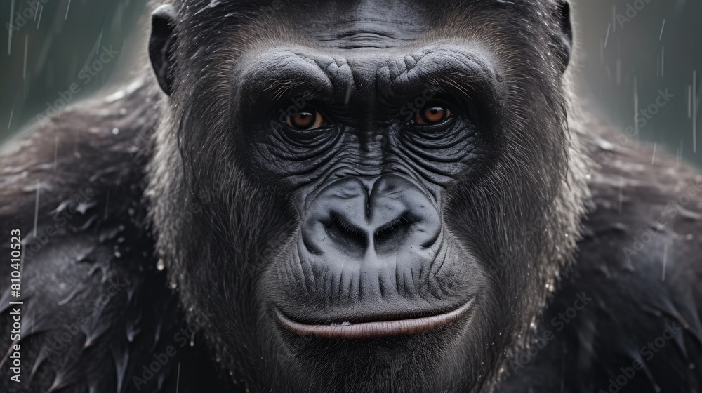 close-up portrait of a serious-looking gorilla