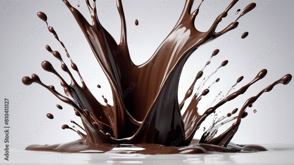 Fototapeta premium chocolate splash close up isolated on a white background