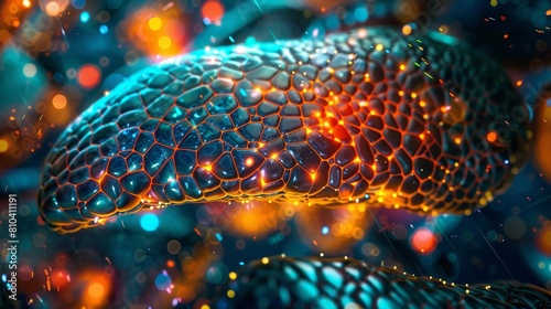 Sumptuous microscopic view of the human liver's anatomy, detailed illustration highlighting cellular textures and patterns photo