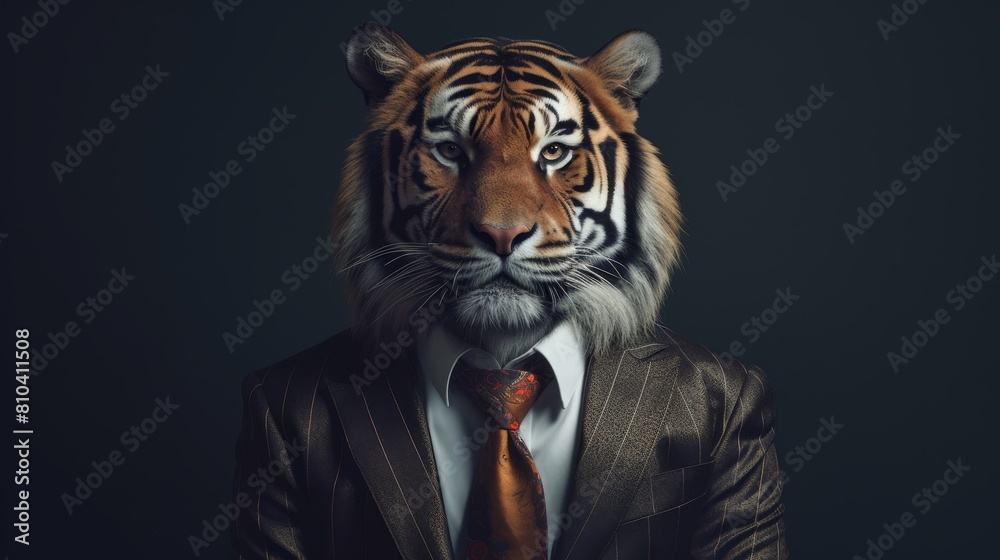 Powerful business tiger in suit