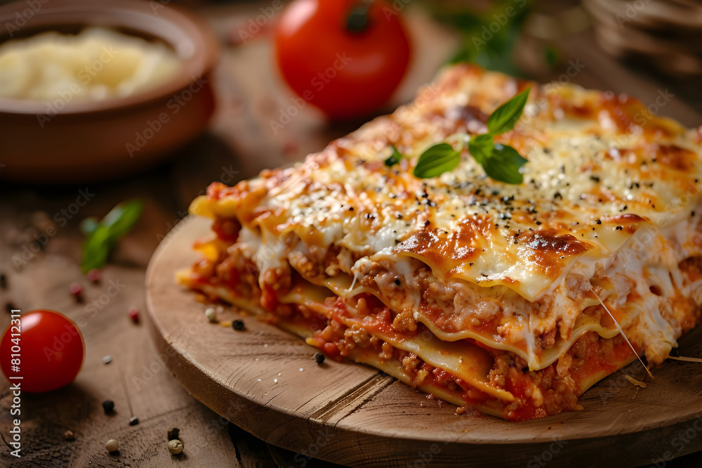 Gourmet Indulgence: Close-Up of Delicious Lasagna Gourmet Indulgence: Close-Up of Delicious Lasagna