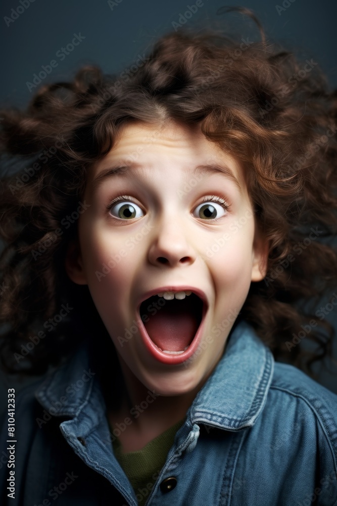 Surprised child with curly hair Surprised child with curly hair