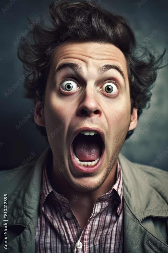 Surprised man with wide eyes and open mouth Surprised man with wide eyes and open mouth