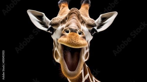 close-up portrait of a curious giraffe