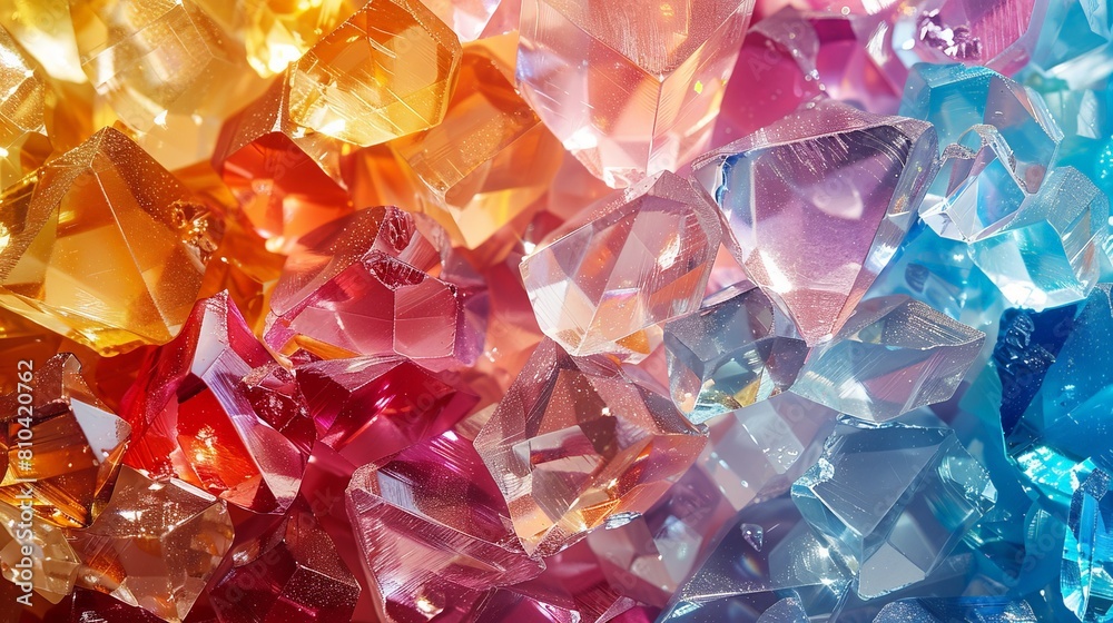 A colorful array of crystals with a rainbow of colors A colorful array of crystals with a rainbow of colors