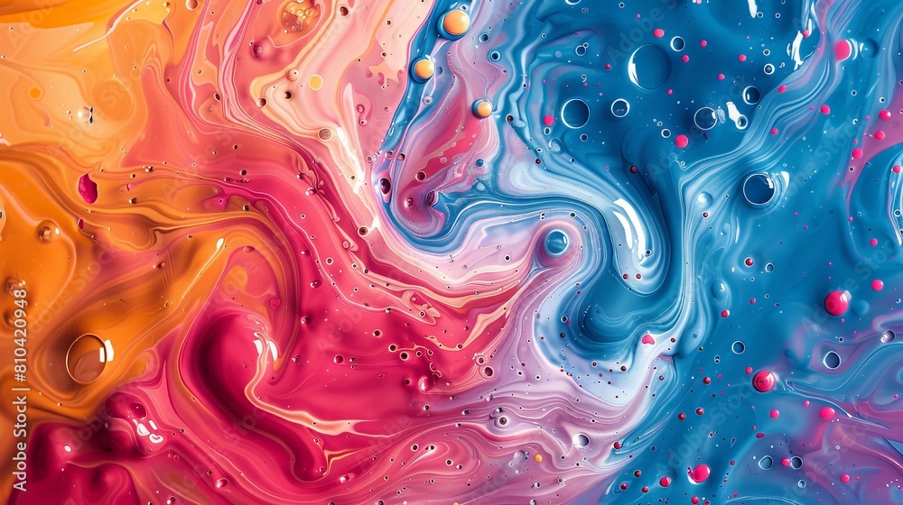 Fototapeta premium A colorful swirl of paint with blue and pink colors