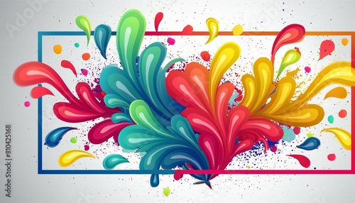 abstract color splash with neon frame for wallpaper on white background