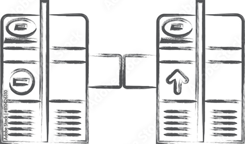 駅関連の筆書きイラスト　改札