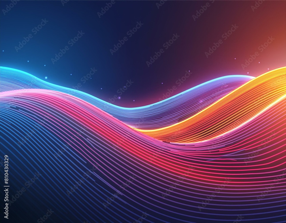 3d rendering, abstract background of colorful neon wavy line glowing in the dark. Modern simple wallpaper 3d rendering, abstract background of colorful neon wavy line glowing in the dark. Modern simple wallpaper
