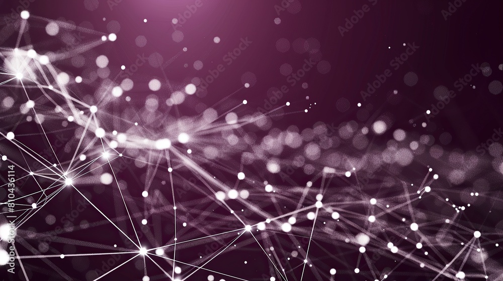A network of thin silver-white lines connecting small bright points on a deep dark purple background forming a mystical plexus structure with a clear unobstructed area for text A network of thin silver-white lines connecting small bright points on a deep dark purple background forming a mystical plexus structure with a clear unobstructed area for text