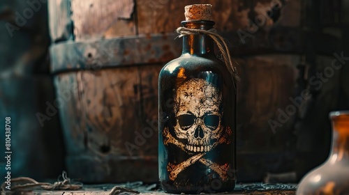 A skull and crossbones on a bottle of poison photo