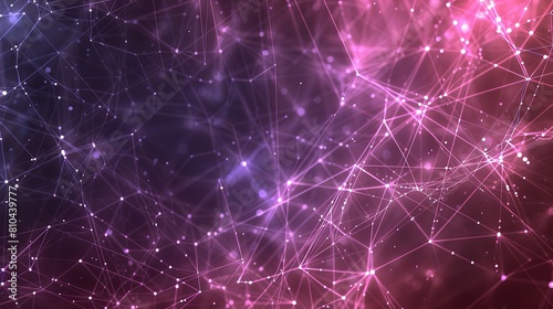 A sophisticated network of soft pink and lavender lines connecting light points on a dark background offering a tranquil plexus pattern with a designated space for text on the right