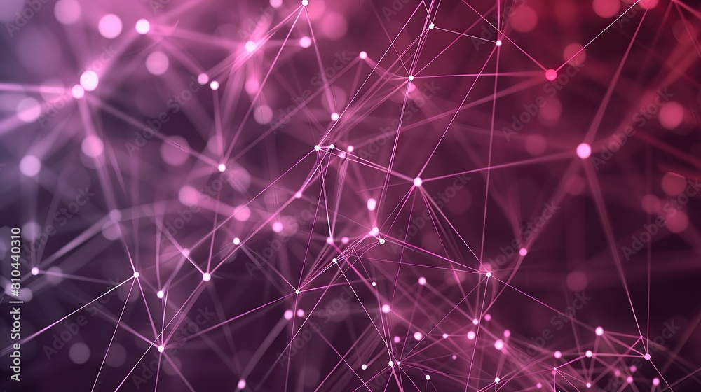 A sophisticated network of soft pink and lavender lines connecting light points on a dark background offering a tranquil plexus pattern with a designated space for text on the right