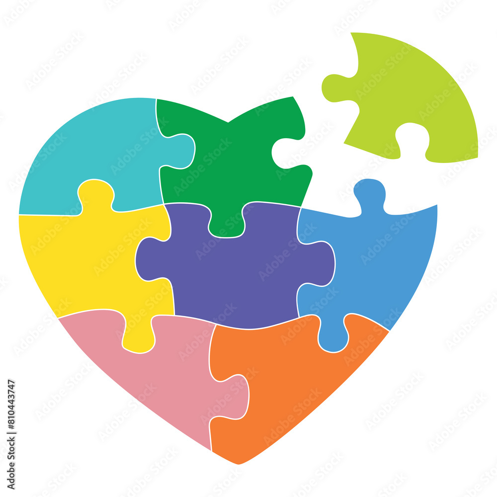 Colorful Puzzle Heart Shaped Pieces Illustration Icon Colorful Puzzle Heart Shaped Pieces Illustration Icon