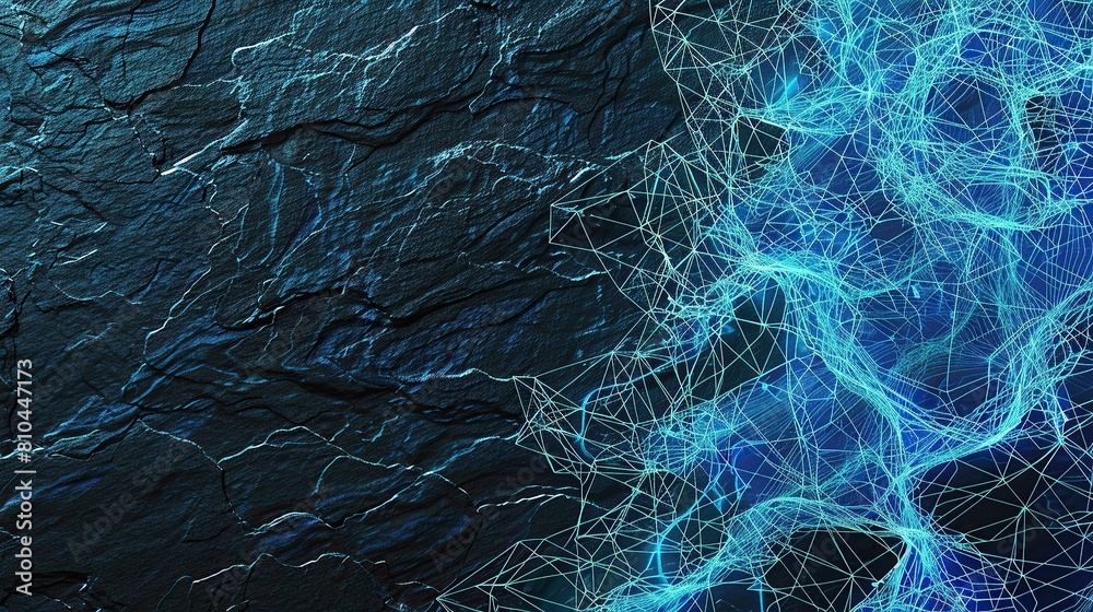 A vibrant display of interconnected cyan and electric blue lines forming a digital mesh over a dark slate background with a clear space for text on the left side A vibrant display of interconnected cyan and electric blue lines forming a digital mesh over a dark slate background with a clear space for text on the left side