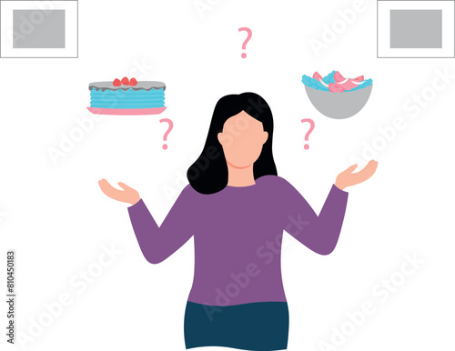 The girl is deciding what to eat.