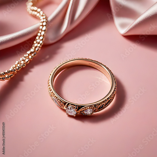 Women Rings Exquisite Zircon Wedding Engagement Jewelry Gift on pink background 