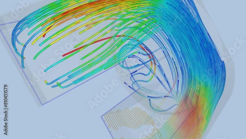 Industrial plenum airflow simulation - CFD simulation Computational fluid dynamics photo