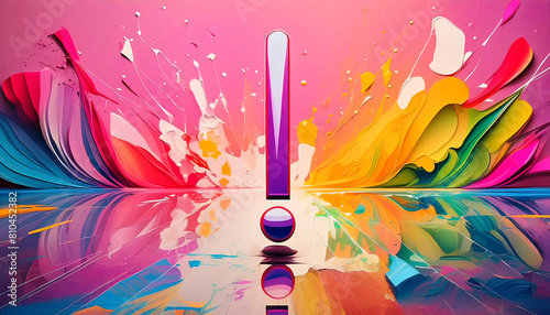 An oversized exclamation point on a colorful background