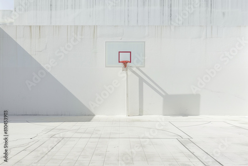 White basketball court on white background.Minimal creative sport concept.