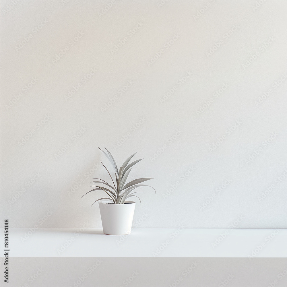 white plant in a flowerpot on white bckground.Minimal creative nature and interior concept. white plant in a flowerpot on white bckground.Minimal creative nature and interior concept.