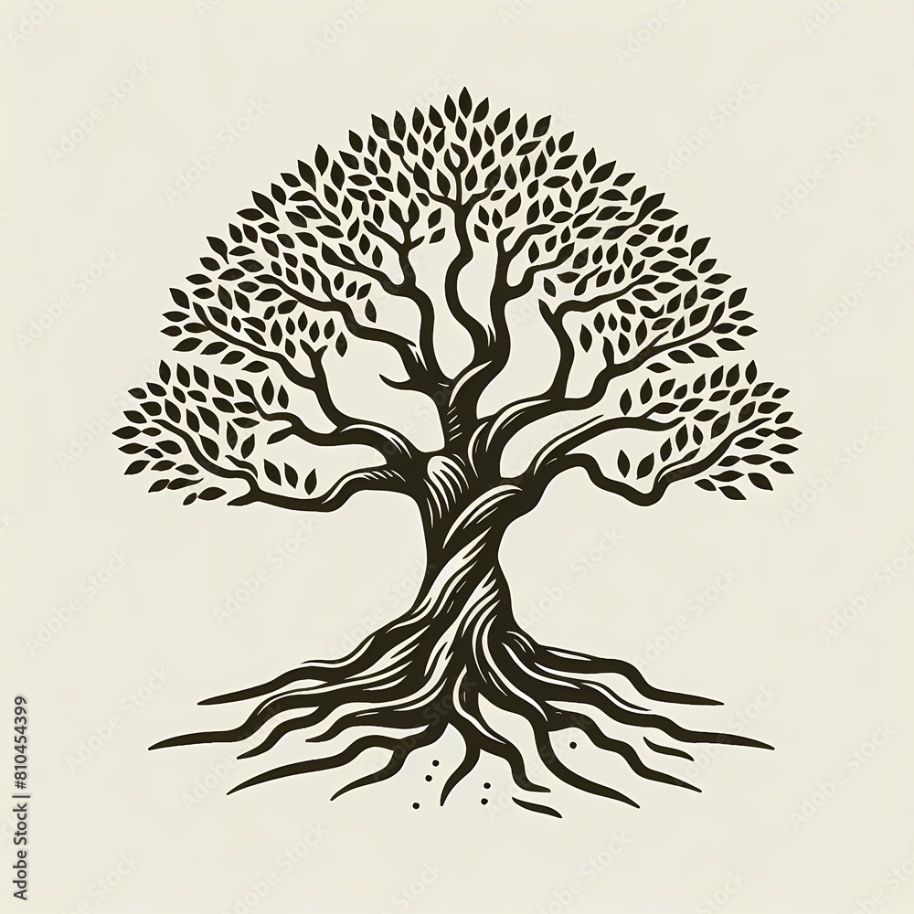Naklejka premium logo illustration of vintage banyan tree