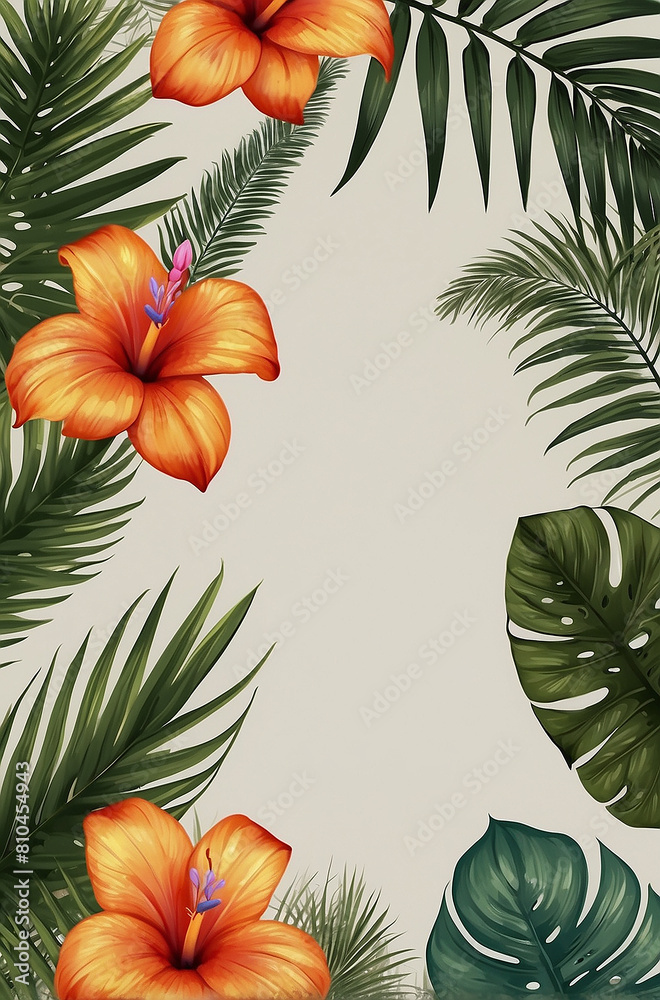 tropical leaf nature frame graphic. generative ai tropical leaf nature frame graphic. generative ai
