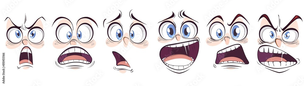 manga style face expression set cartoon emotion isolate clipart white background manga style face expression set cartoon emotion isolate clipart white background