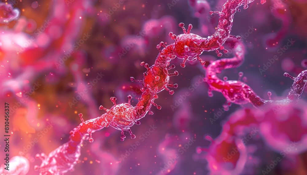 Highresolution depiction of Borrelia bacteria in a closeup view, showcasing its intricate details and morphology, ideal for scientific presentations and research promotions Highresolution depiction of Borrelia bacteria in a closeup view, showcasing its intricate details and morphology, ideal for scientific presentations and research promotions