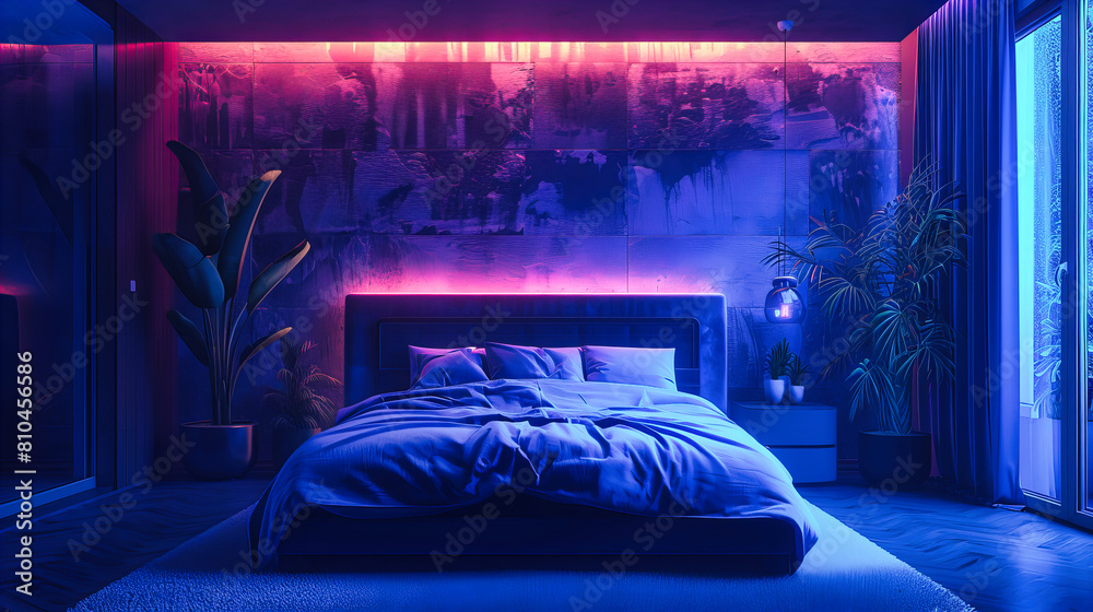 Luxurious Modern Bedroom with Soft Pillows, Elegant Decor, and Nighttime Ambiance, Comfort and Style Luxurious Modern Bedroom with Soft Pillows, Elegant Decor, and Nighttime Ambiance, Comfort and Style