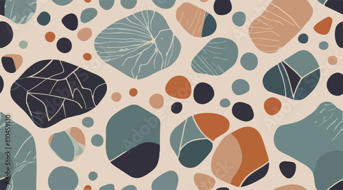 Illustration of Stones - Serene Geometric Patterns - Harmonizing Zen Elements with Clean Design Simplicity. Vector art. EPS 10.