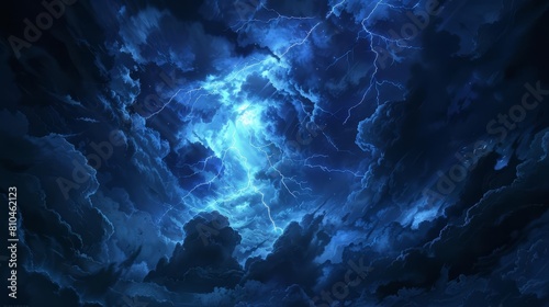 the wrath of god dramatic lightning storm in an ominous sky stormy clouds digital illustration photo