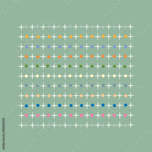 Abstract illustration, geometric pattern, green background
