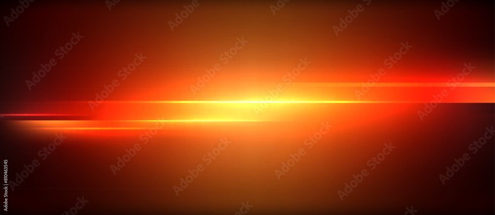 Obraz premium An amber and red afterglow lights up the sky as the sun sets behind the horizon, casting a warm glow on the clouds in the darkening dusk