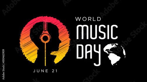 Wallpaper Mural music day. world music day celebration vector design template. June 21. Music day, with silhouettes of people listening to music and musical notes Torontodigital.ca