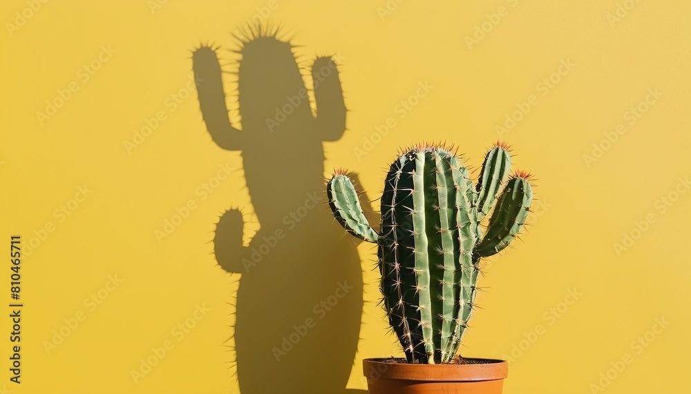 Obraz premium A Cactus with Character: A Unique Illustration of a Cacti with a Muscular Shadow